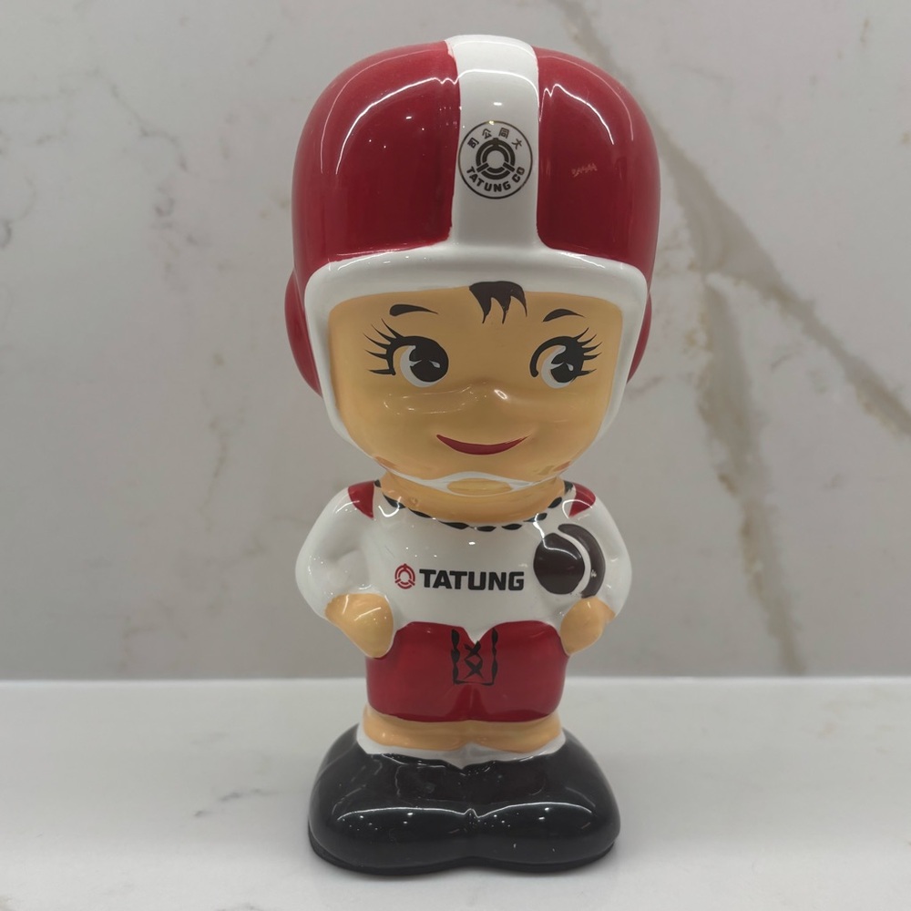 Tatung Co Football Rugby Player Mascot Piggy Coin Bank Boy Figure